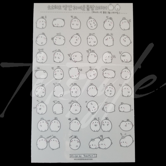 ⭐️3/$20⭐️ Molang Transparent Sticker Sheets - Picture 4 of 7